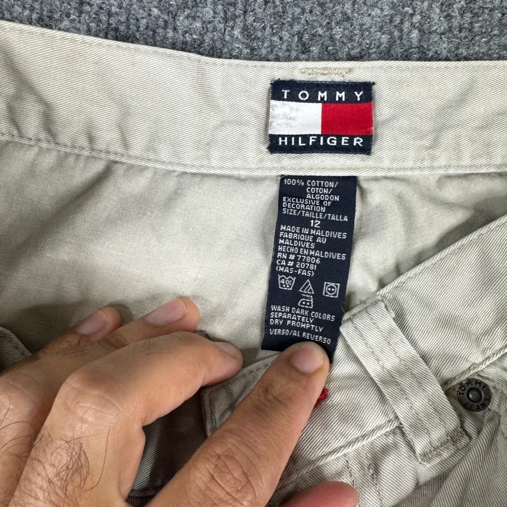 Tommy Hilfiger Carpenter Pants Boys Size 12 Beige Cotton Relaxed Fit Workwear